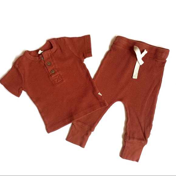 Nui Other - Nui Organics Matching Waffle Knit Set - Rust